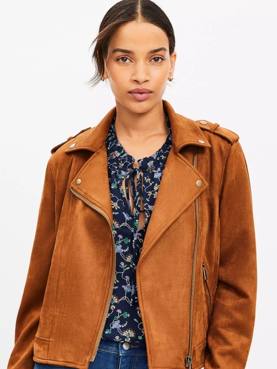LOFT Jackets & Blazers - LOFT NWT Camel Brown Faux Suede Motorcycle Jacket. XS, but runs big. Smoke Free!